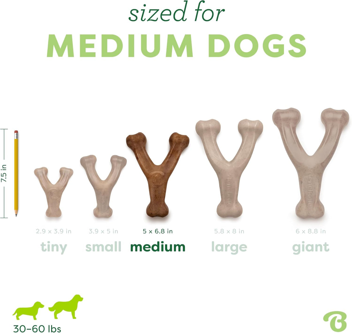 Benebone Wishbone dog chew - curved wishbone shape for an easy paw grip