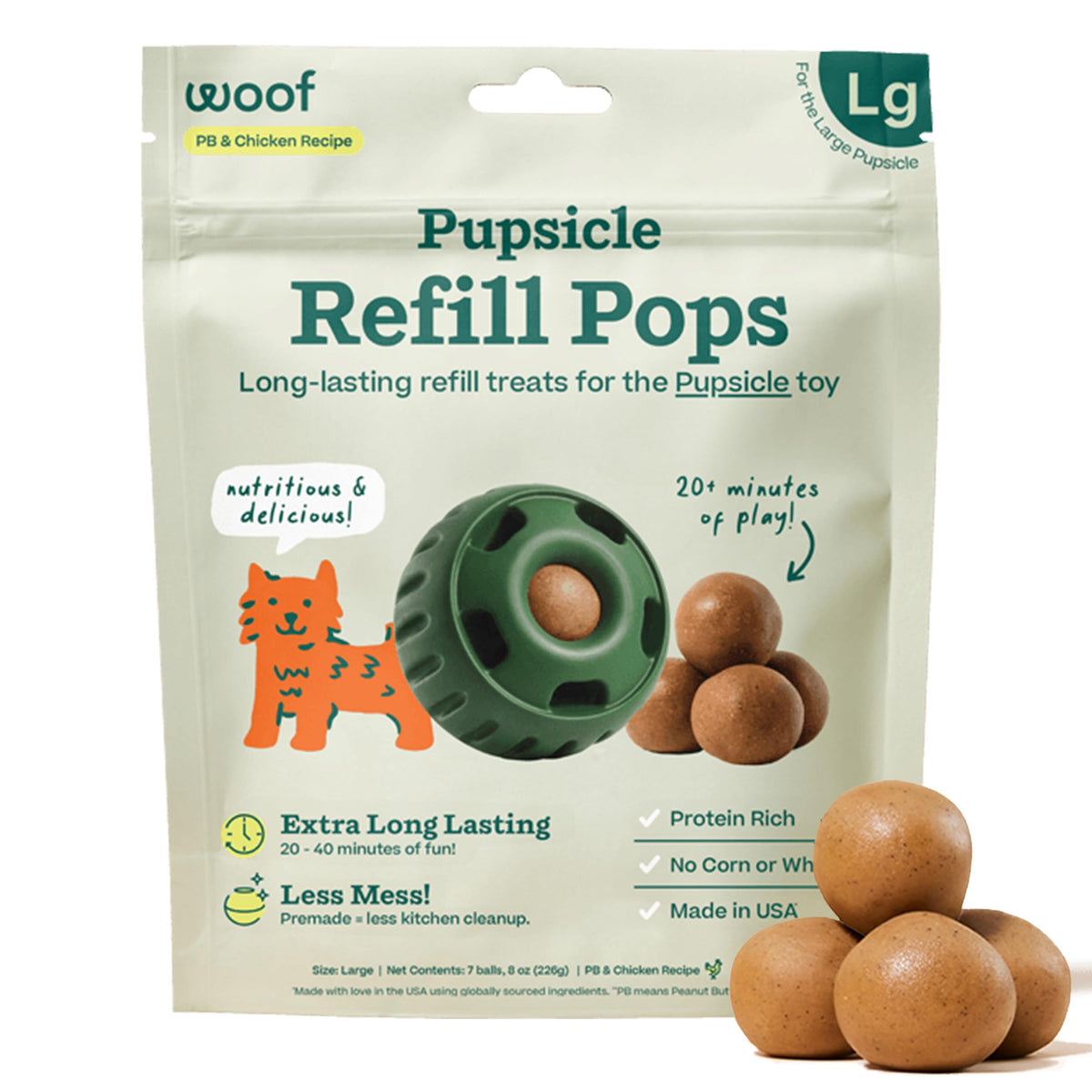 WOOF Pupsicle Refill Pops – controls close-up