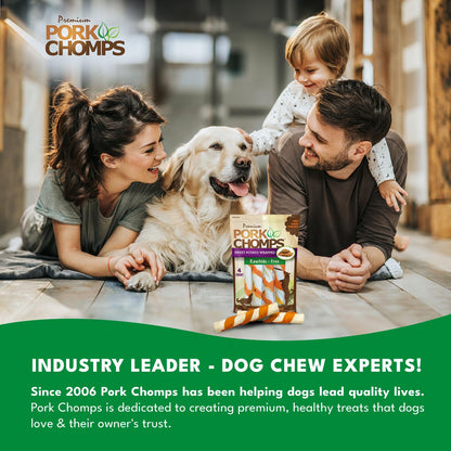Pork Chomps Roasted Pork Skin Dog Chews – 6-Inch Twists, 15 Count