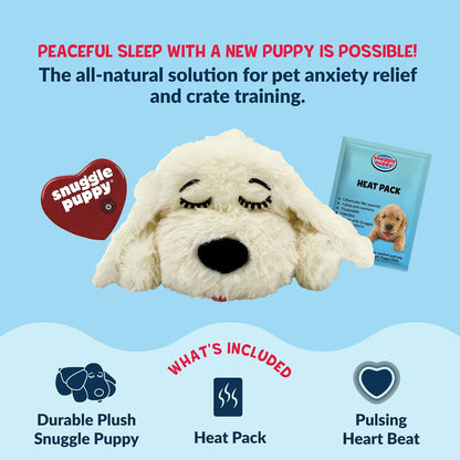 Snuggle Puppy Heartbeat Toy – Calming Comfort Plush for Medium Dogs, Cream