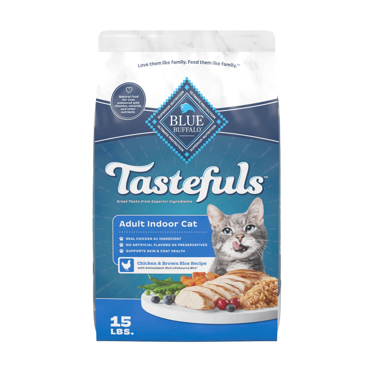 Blue Buffalo Tastefuls Chicken Dry Cat Food for Adult Indoor Cats, 7 lb