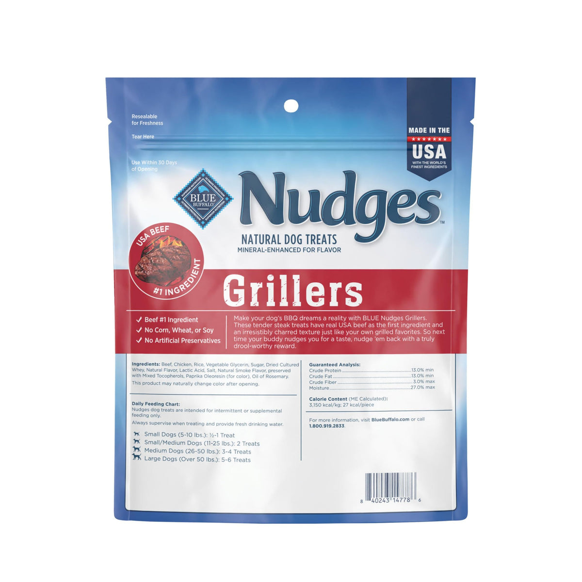 Blue Buffalo Nudges Grillers Steak Dog Treats, 16 oz