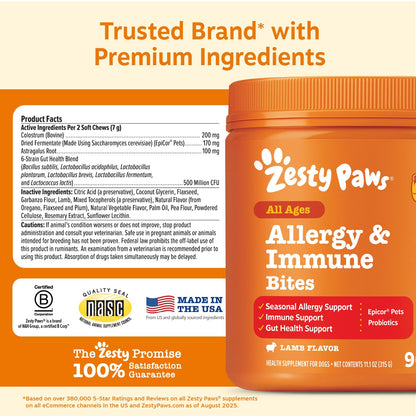 Zesty Paws Peanut Butter Allergy Support Chews for Dogs, 90 Count