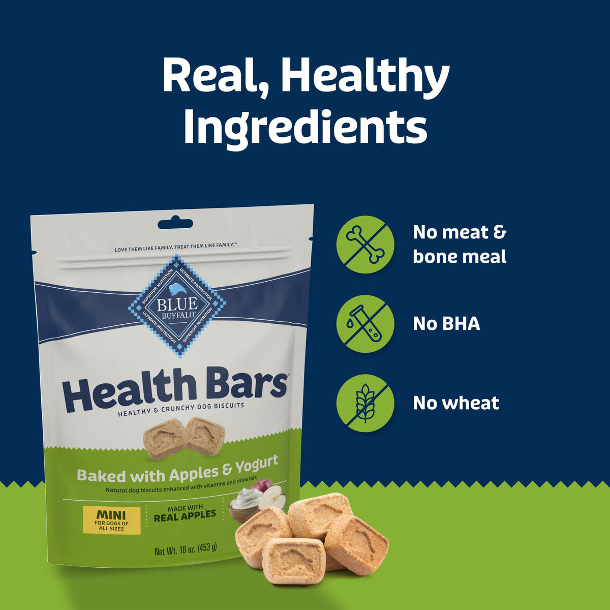 Blue Buffalo Health Bars Apple & Yogurt Dog Biscuits, 3.5 lb