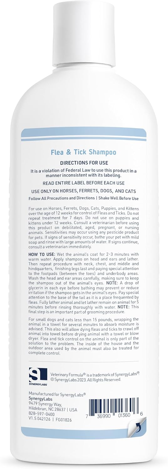 Veterinary Formula Flea & Tick Shampoo for Dogs and Cats, 16 oz