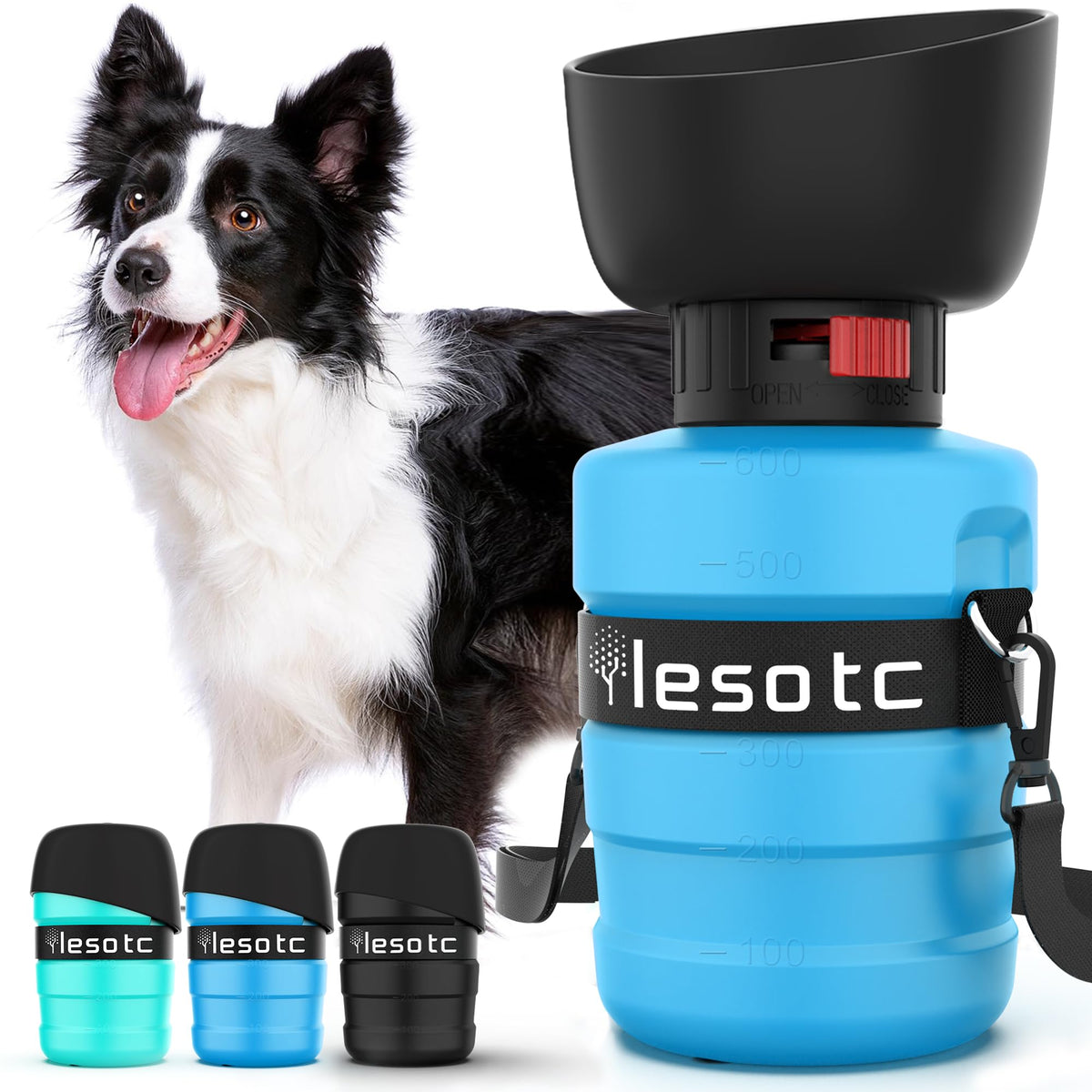 lesotc leak-proof dog water dispenser for hiking