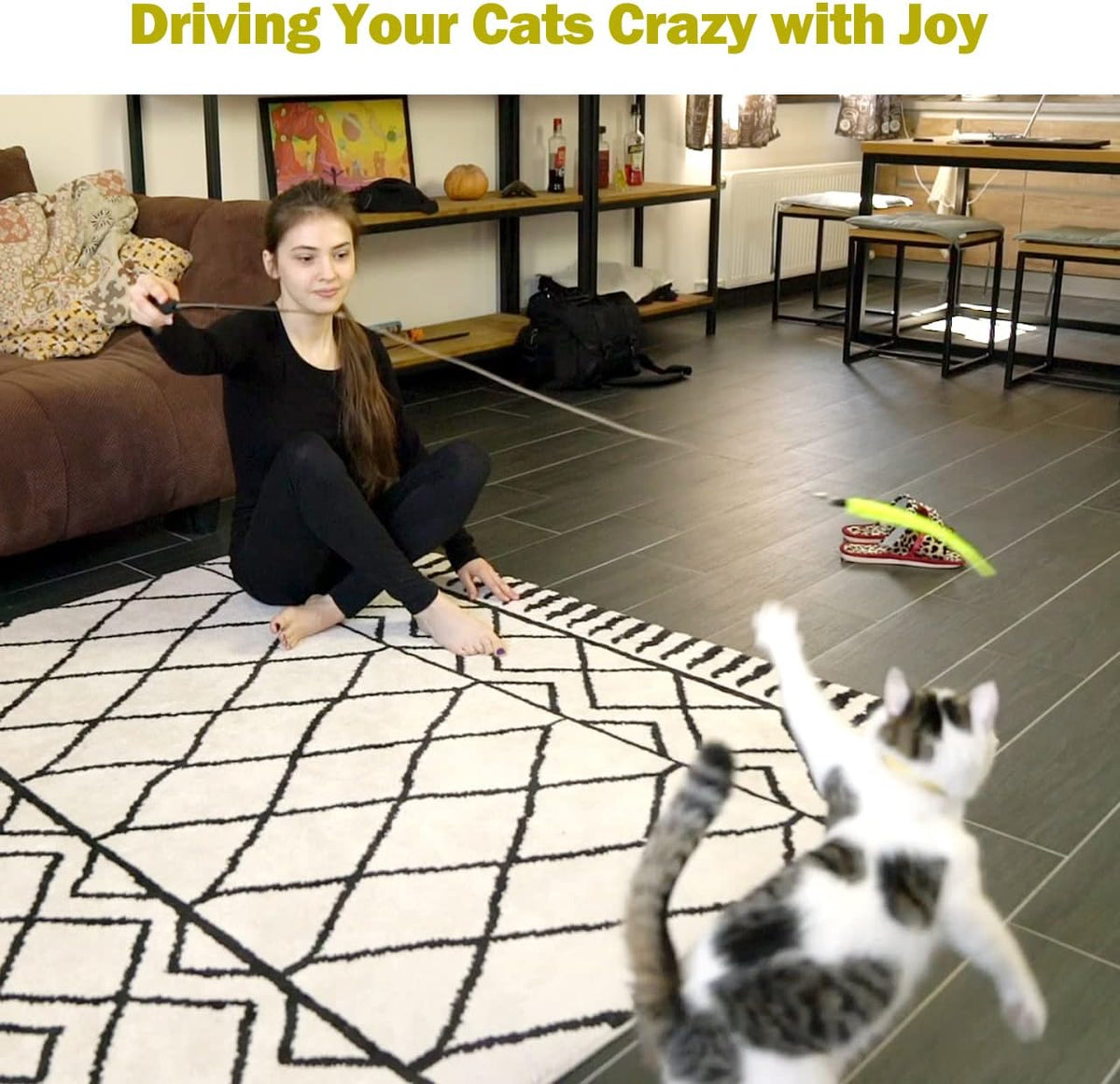 MeoHui Interactive Cat Wand Toy Set – 2 Wands & 9 Refills