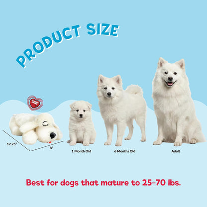 Snuggle Puppy Heartbeat Toy – Calming Comfort Plush for Medium Dogs, Cream