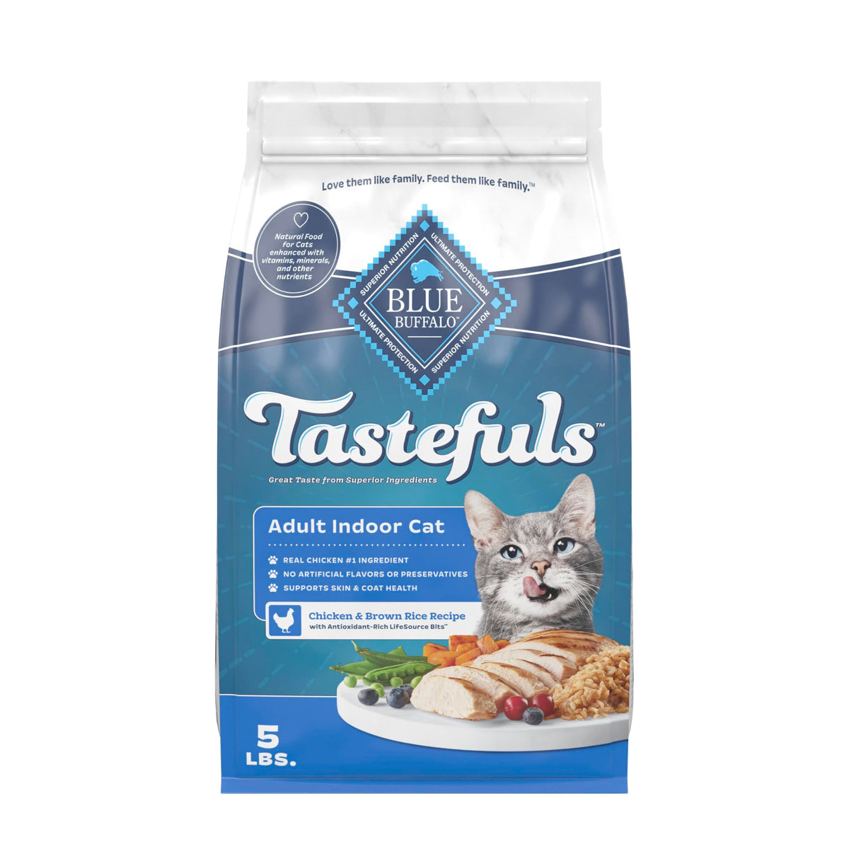 Blue Buffalo Tastefuls Chicken Dry Cat Food for Adult Indoor Cats, 7 lb