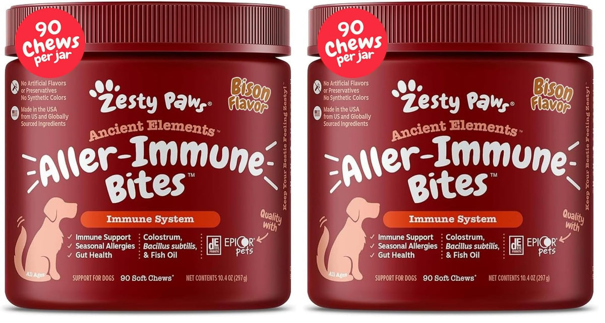 Zesty Paws Peanut Butter Allergy Support Chews for Dogs, 90 Count