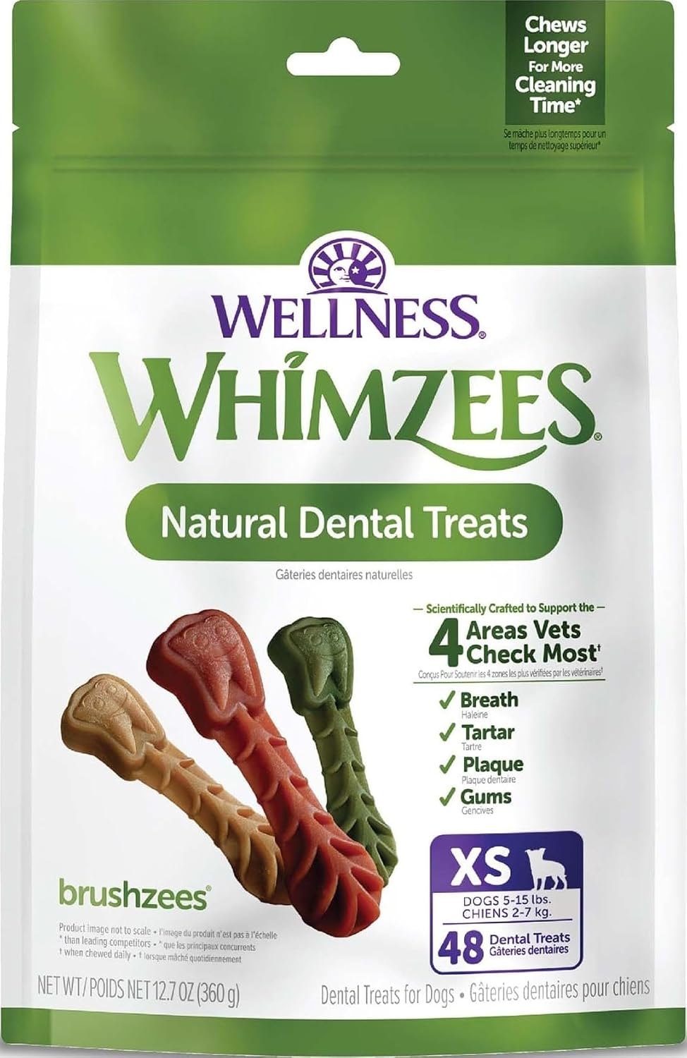 Whimzees Brushzees dental dog chews small 24 count