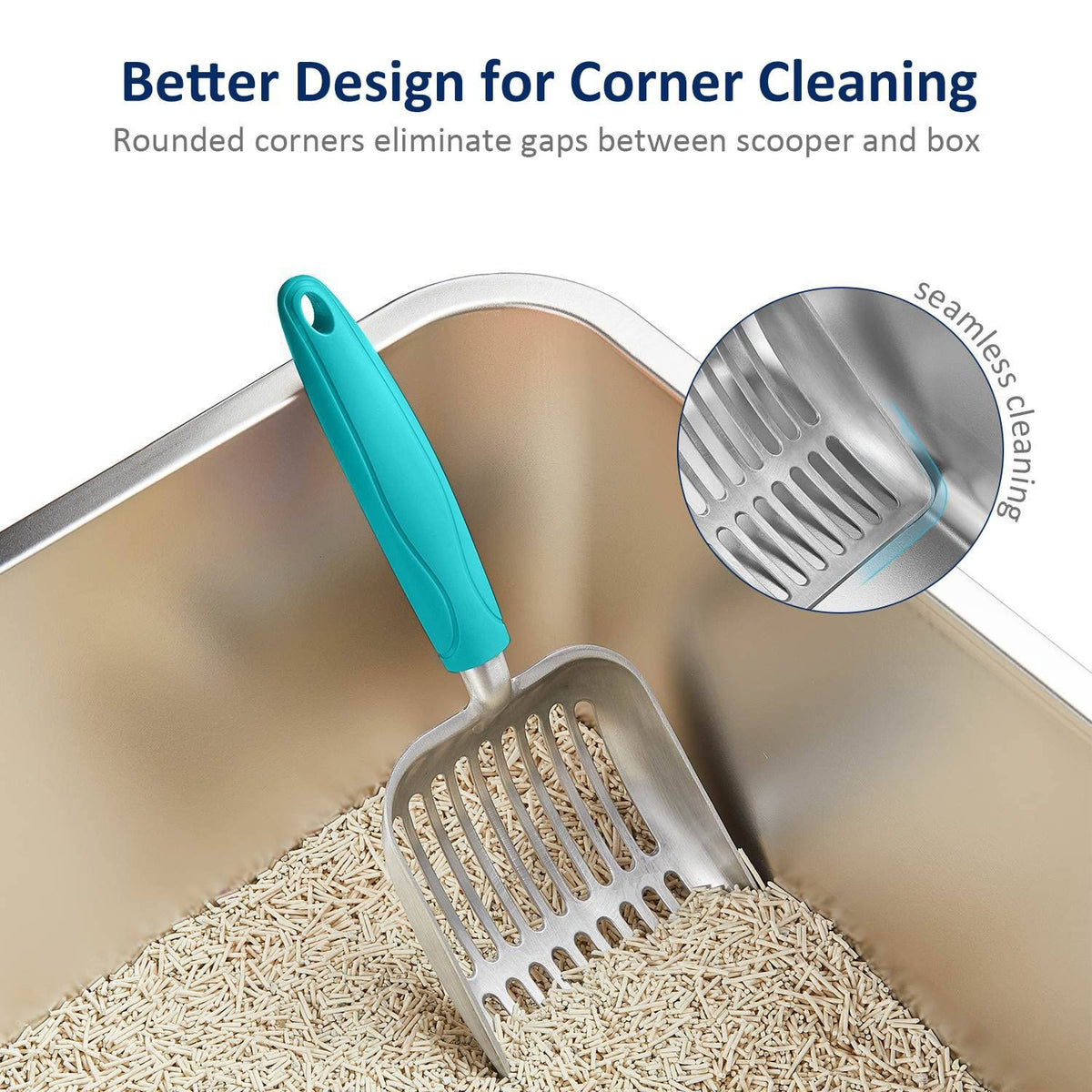 WePet Metal Cat Litter Scoop with Deep Sifter and Long Handle