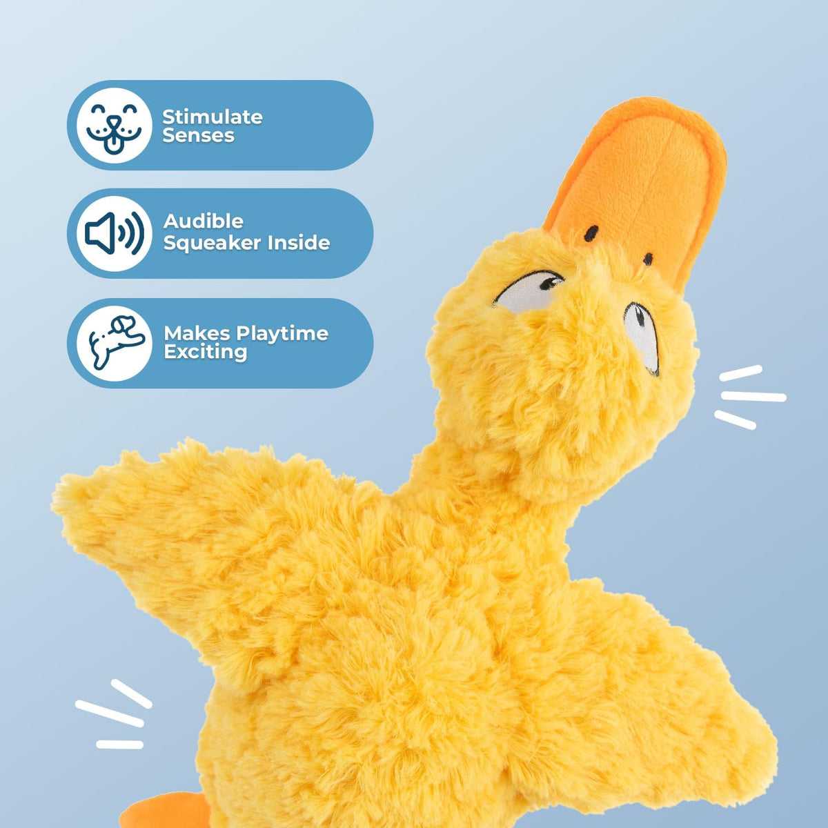Best Pet Supplies Crinkle Duck Dog Toy – Blue, No Stuffing