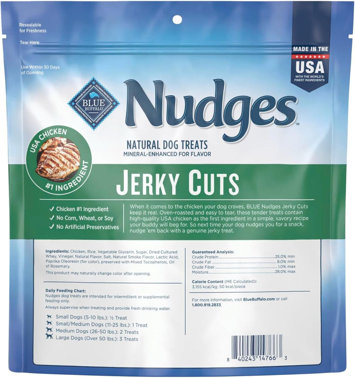 Blue Buffalo Nudges Chicken Jerky Cuts Dog Treats, 16 oz