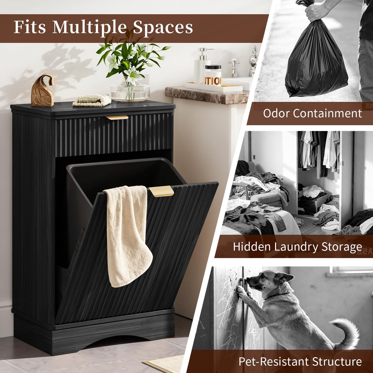 Dog Feeding Station with Storage & 2 Elevated Bowls, Walnut