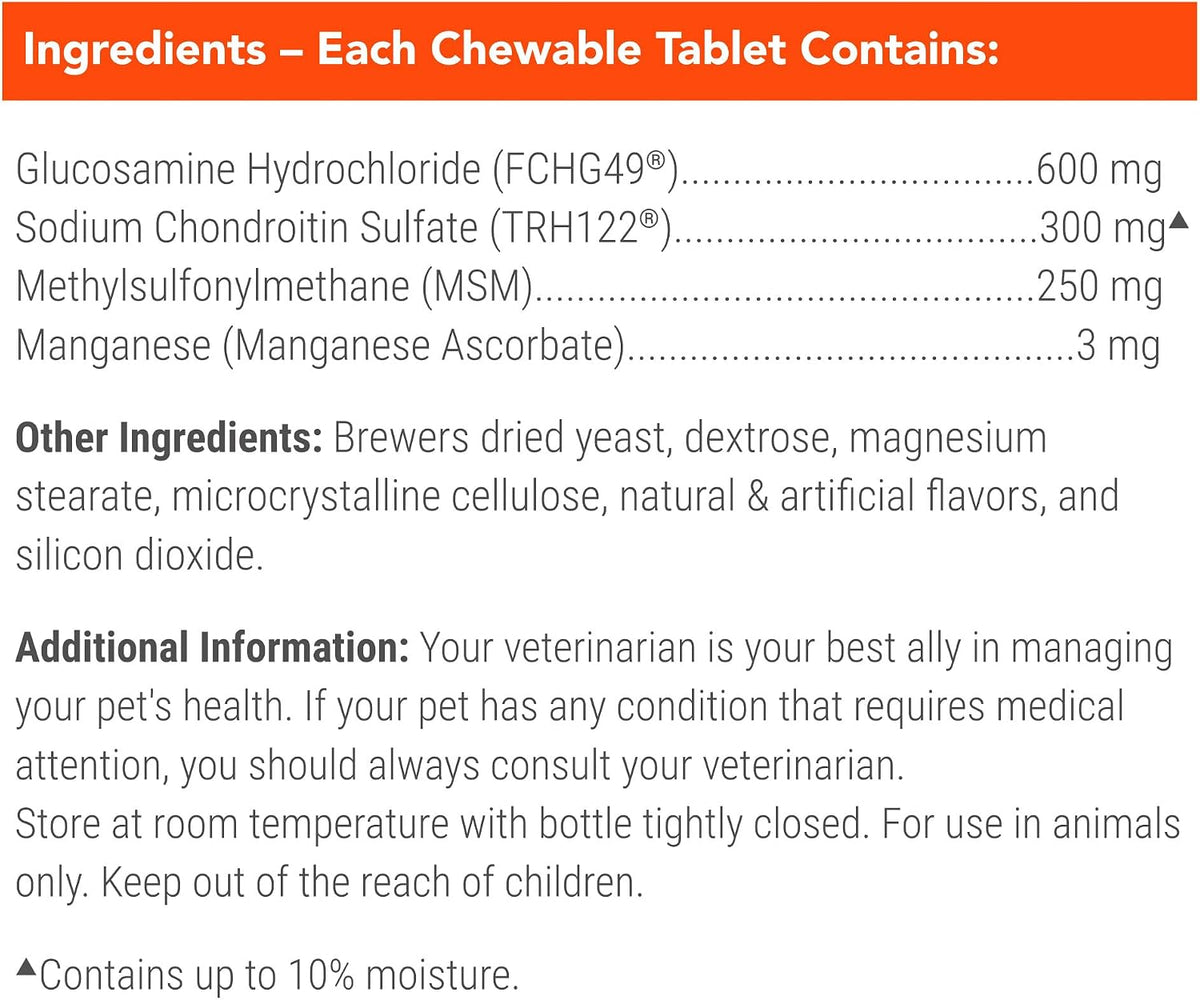 Nutramax Cosequin Joint Health Supplement for Dogs with MSM & HA, 250 Chew Tablets