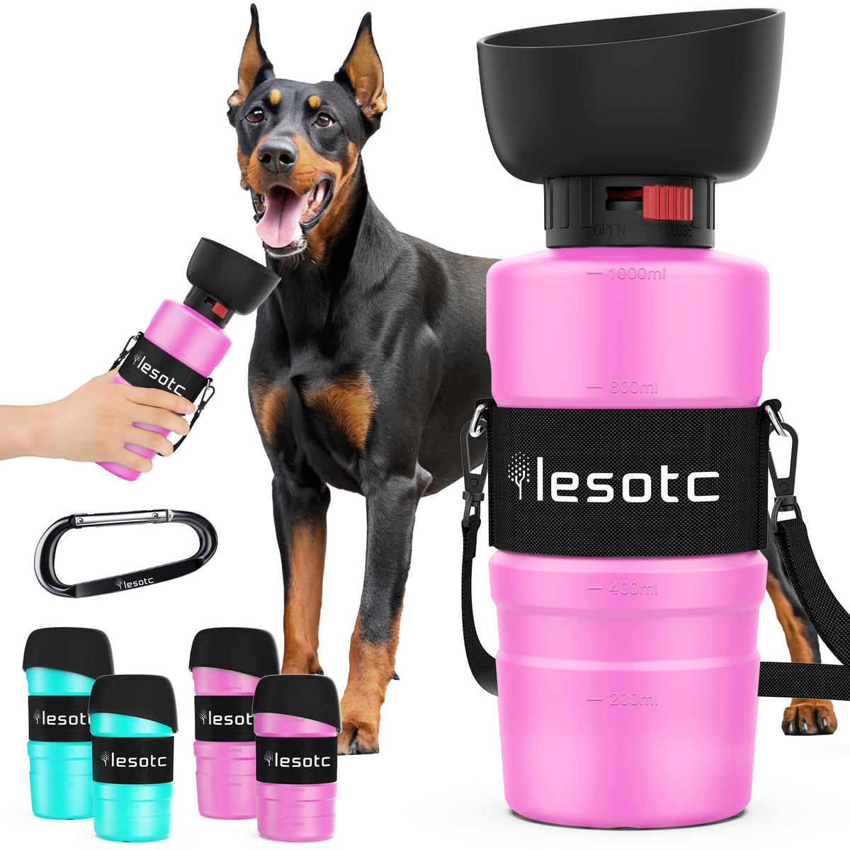 lesotc leak-proof dog water dispenser for hiking