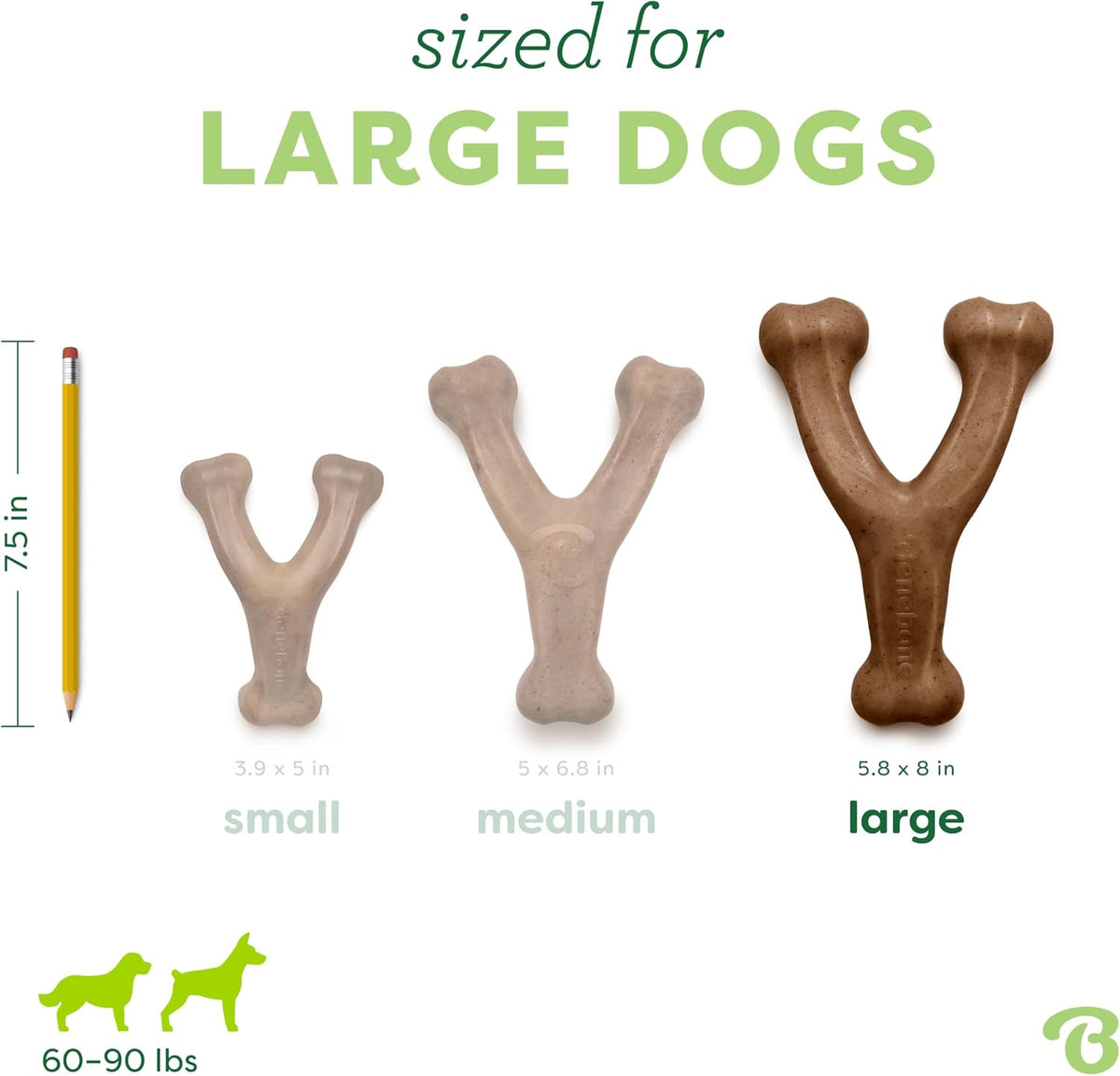 Benebone Wishbone dog chew - curved wishbone shape for an easy paw grip