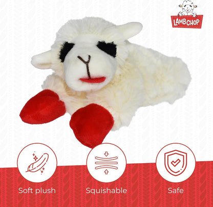 Multipet Holiday Lamb Chop – 10.5" Plush Squeaky Dog Toy with Reindeer Antlers