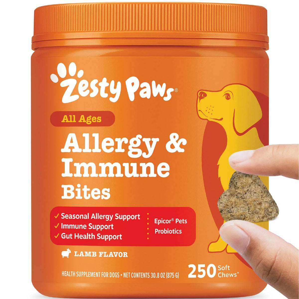 Zesty Paws Peanut Butter Allergy Support Chews for Dogs, 90 Count