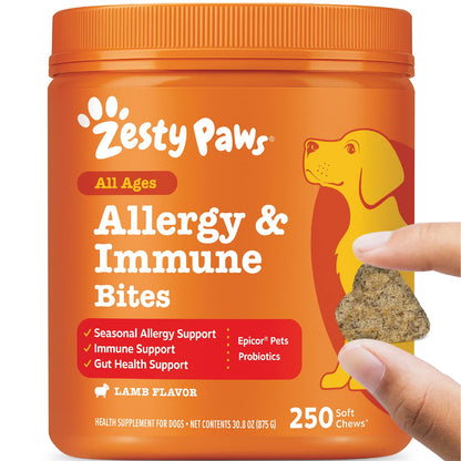Zesty Paws Peanut Butter Allergy Support Chews for Dogs, 90 Count