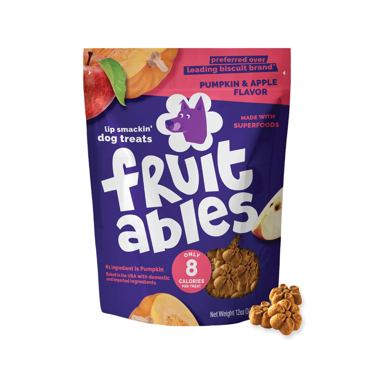 Fruitables Pumpkin & Blueberry Low-Calorie Baked Dog Treats, 12 oz