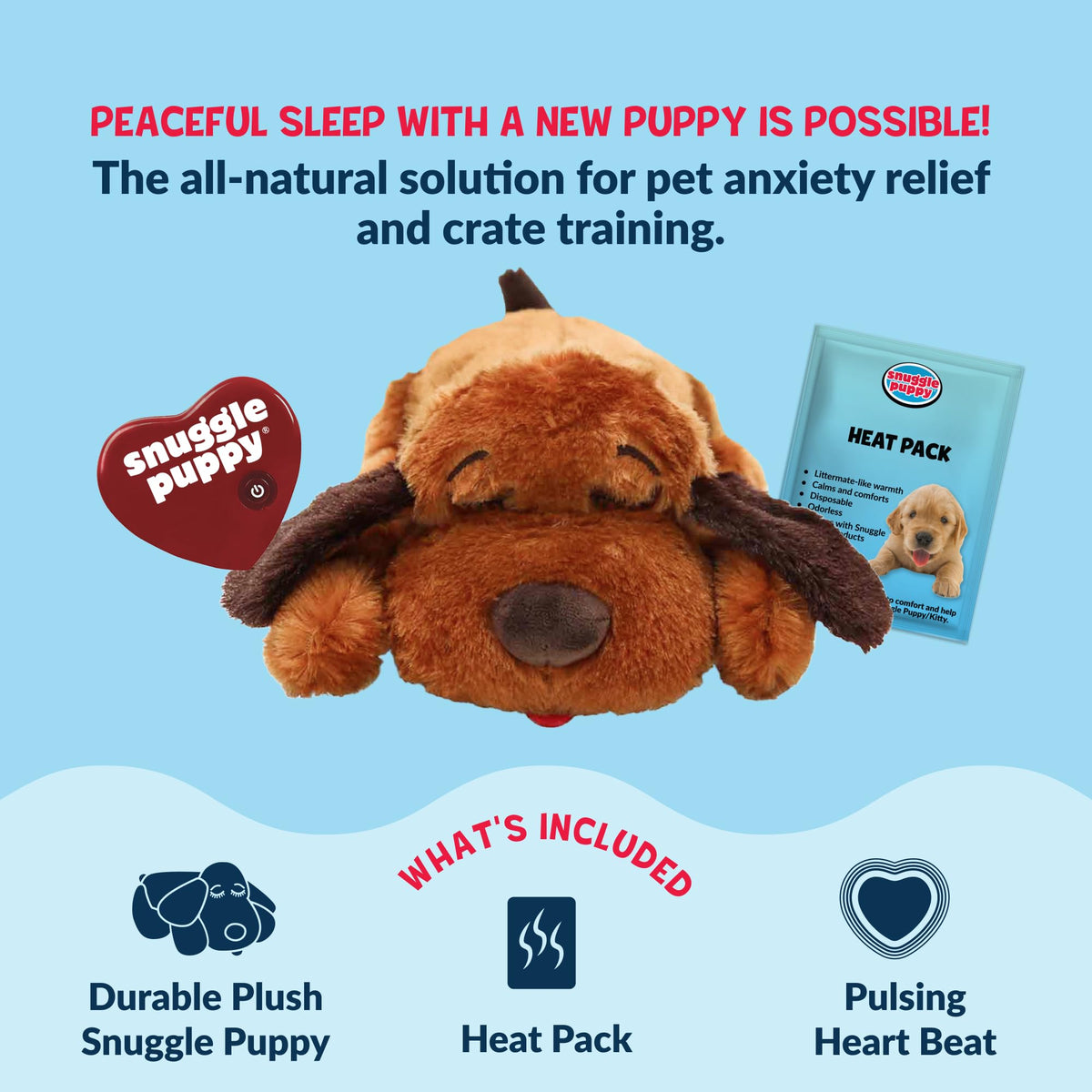 Snuggle Puppy Heartbeat Toy – Calming Comfort Plush for Medium Dogs, Cream