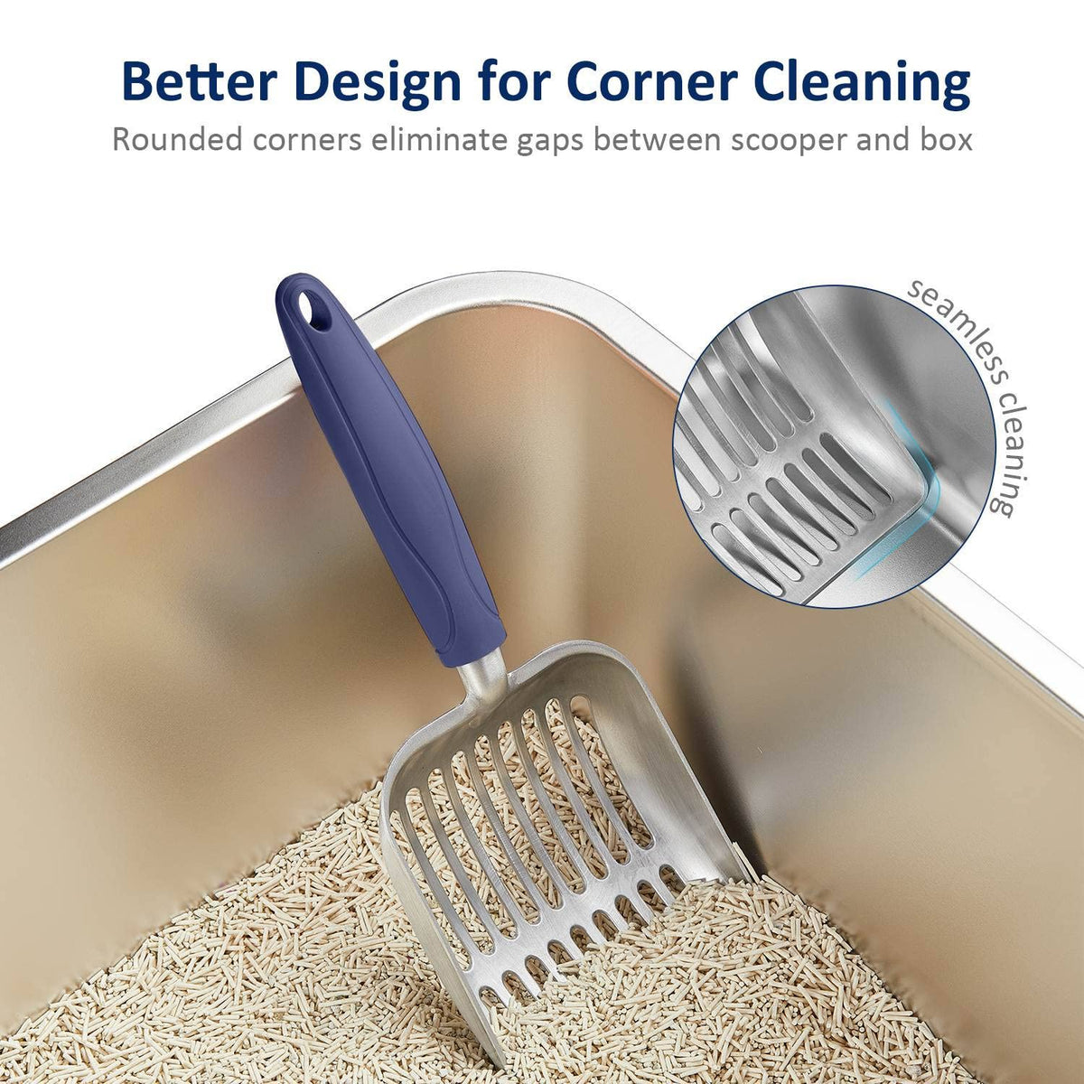 WePet Metal Cat Litter Scoop with Deep Sifter and Long Handle
