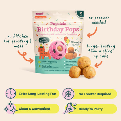 WOOF Pupsicle Refill Pops – Peanut Butter & Beef Treats for Dogs, Large (7 Count)