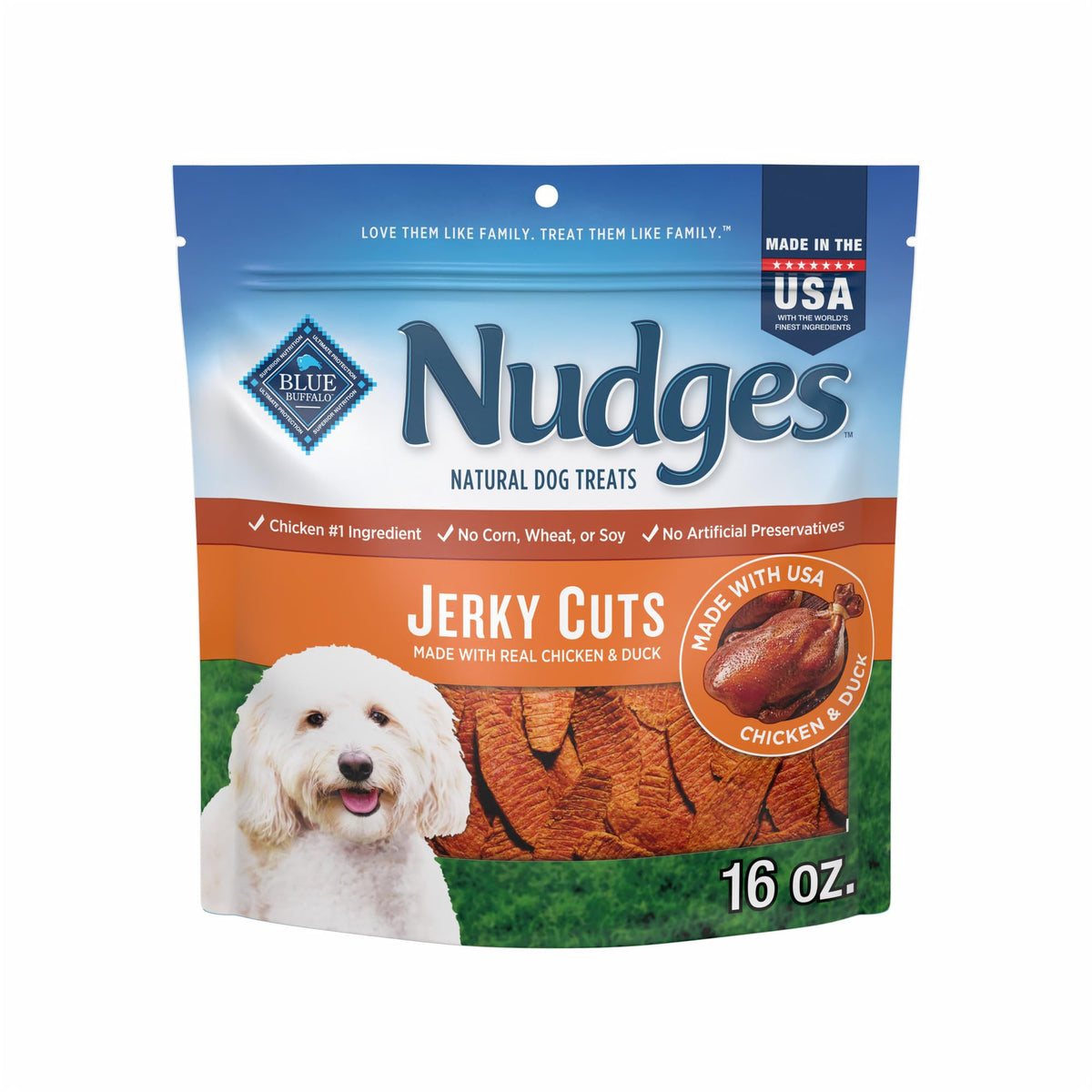 Blue Buffalo Nudges Chicken Jerky Cuts Dog Treats, 16 oz