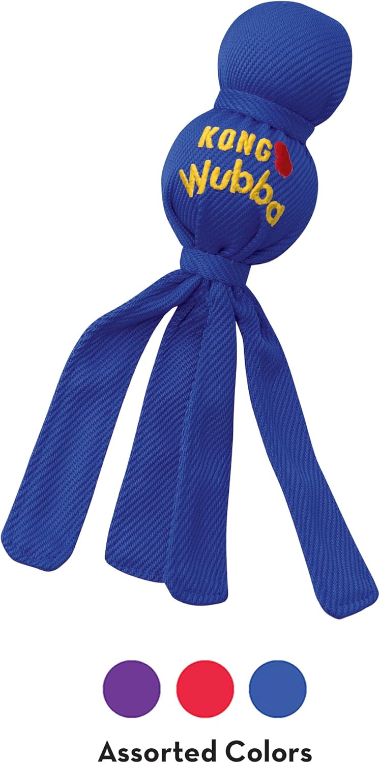 KONG Wubba nylon dog toy with long tails and squeaker