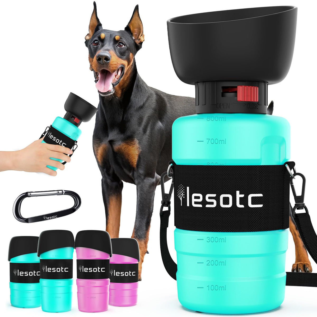 lesotc dog water bottle light blue travel squeeze bottle