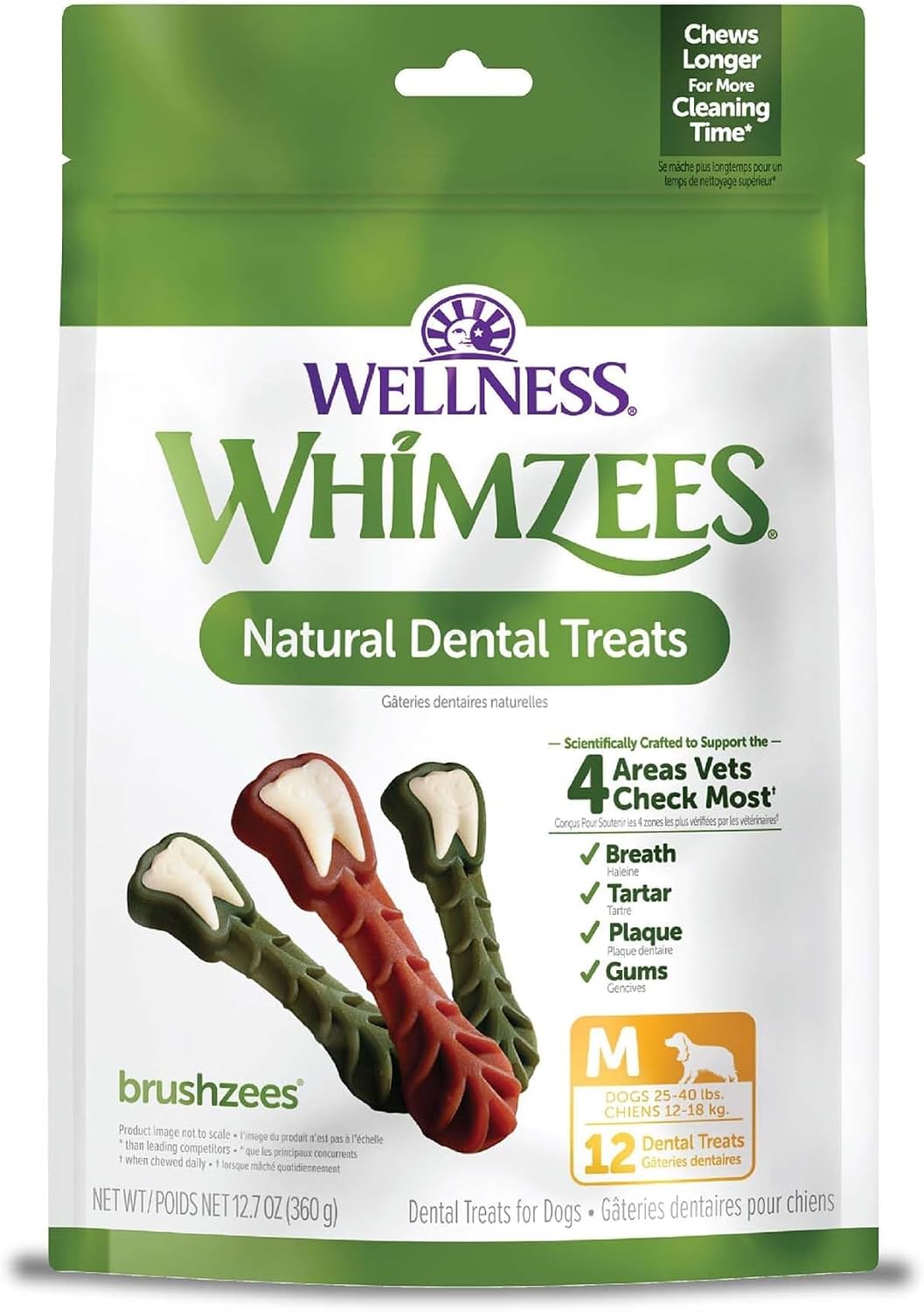 Whimzees Brushzees dental dog chews small 24 count