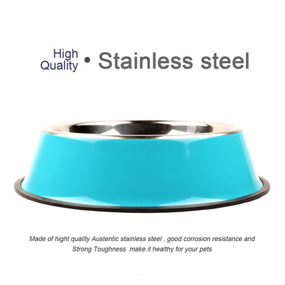 Stainless Steel Color Spray Paint Pet Dog Bowls Puppy Cats Food Drink Water Feeder Pets Supplies Non slip Feeding Dishes