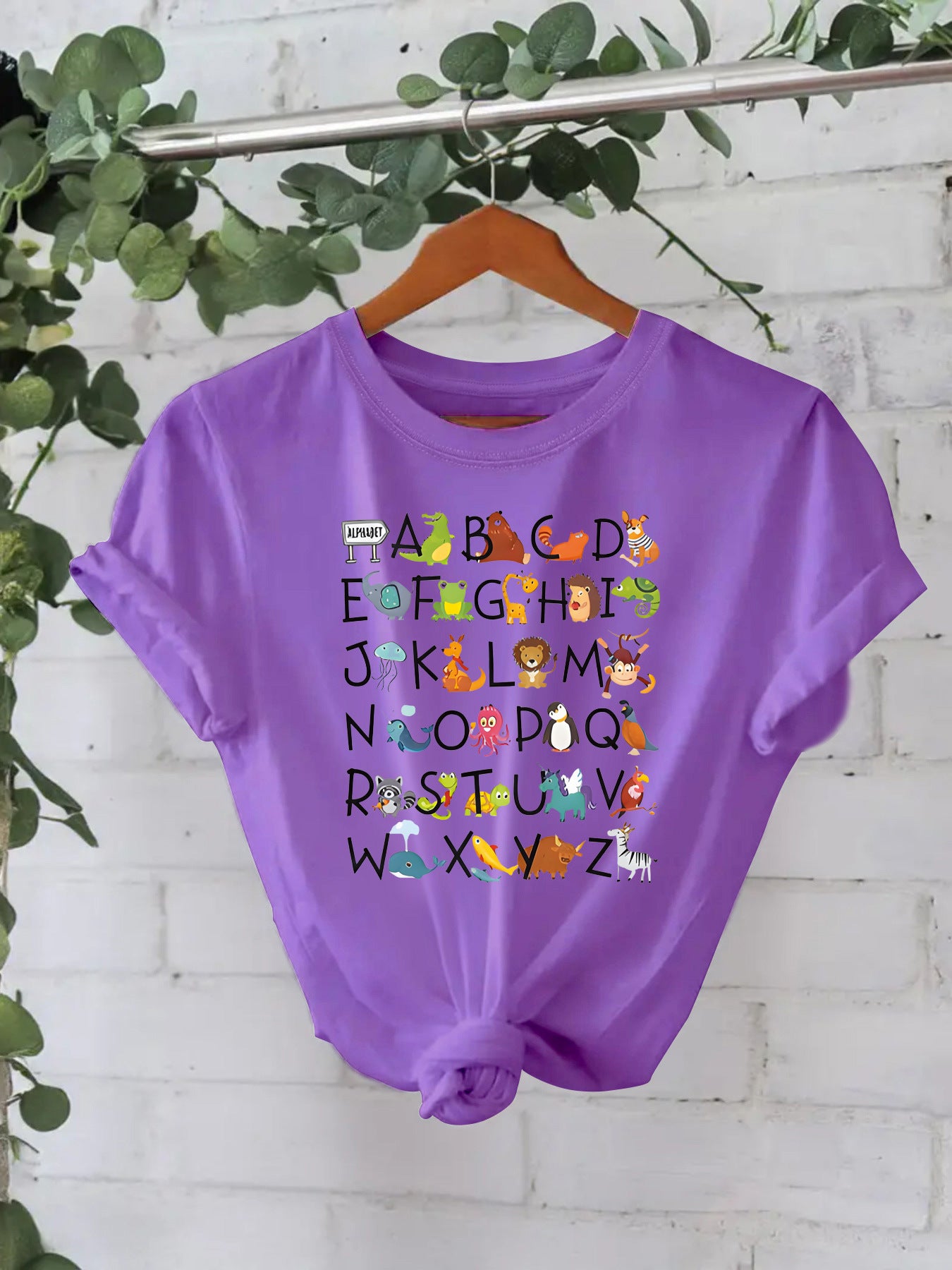 Animal letter pure cotton T-shirt