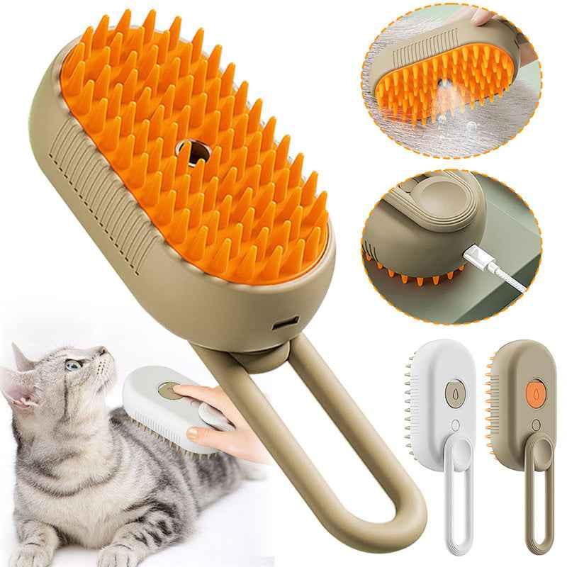3‑in‑1 Cat Steam Brush Electric Pet Grooming Comb Hair Removal Massage Tool