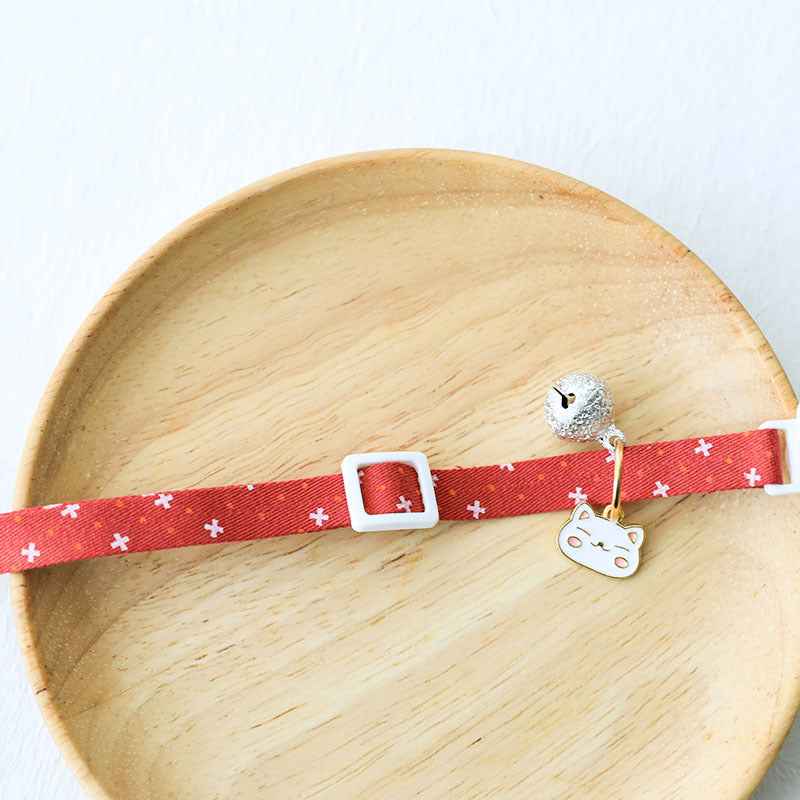 Cute Cat Dog Collar with Silver Bell Anti-Lost Tag