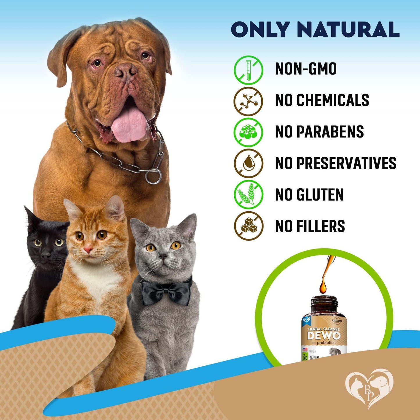 Cats & Dogs Natural Worm Treatment with Probiotic & Liquid Herbal Medicine   Prevention Medication & Supplement Drops for Kitten and Puppies   for Daily Use with Pet Food   Made in USA