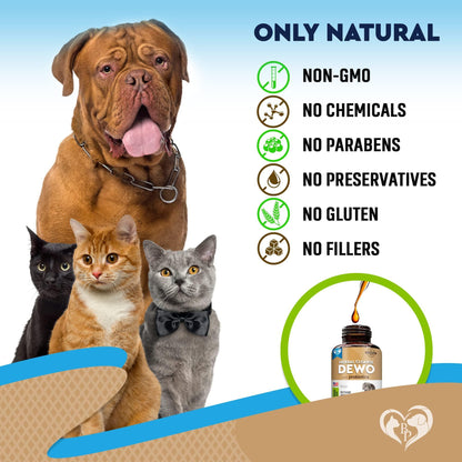 Cats & Dogs Natural Worm Treatment with Probiotic & Liquid Herbal Medicine   Prevention Medication & Supplement Drops for Kitten and Puppies   for Daily Use with Pet Food   Made in USA