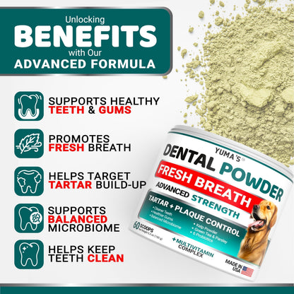 Dog Dental Powder   Breath Freshener   Dog Teeth Cleaning Powder   Tartar and Plaque Off Remover for Dogs   Probiotics   Multivitamin Blend Pet Oral Care Vitamins and Supplements   All Breeds & Sizes