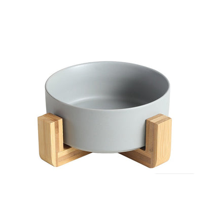 New Cute Pet Cat Bowl, Cat Basin, Ceramic Bowl, Drinking Water, Feeding, Non Slip Belt, Wooden Frame, Anti Overturning