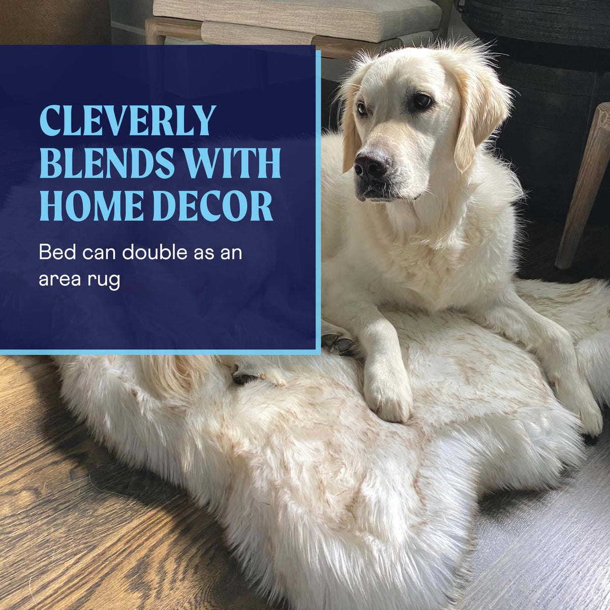 PAW PupRug Orthopedic Memory Foam Dog Bed – White/Brown, 40 x 25 in