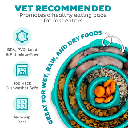 Outward Hound Fun Feeder Slo Bowl – Slow Feeder Dog Bowl, Blue (8.8 in)