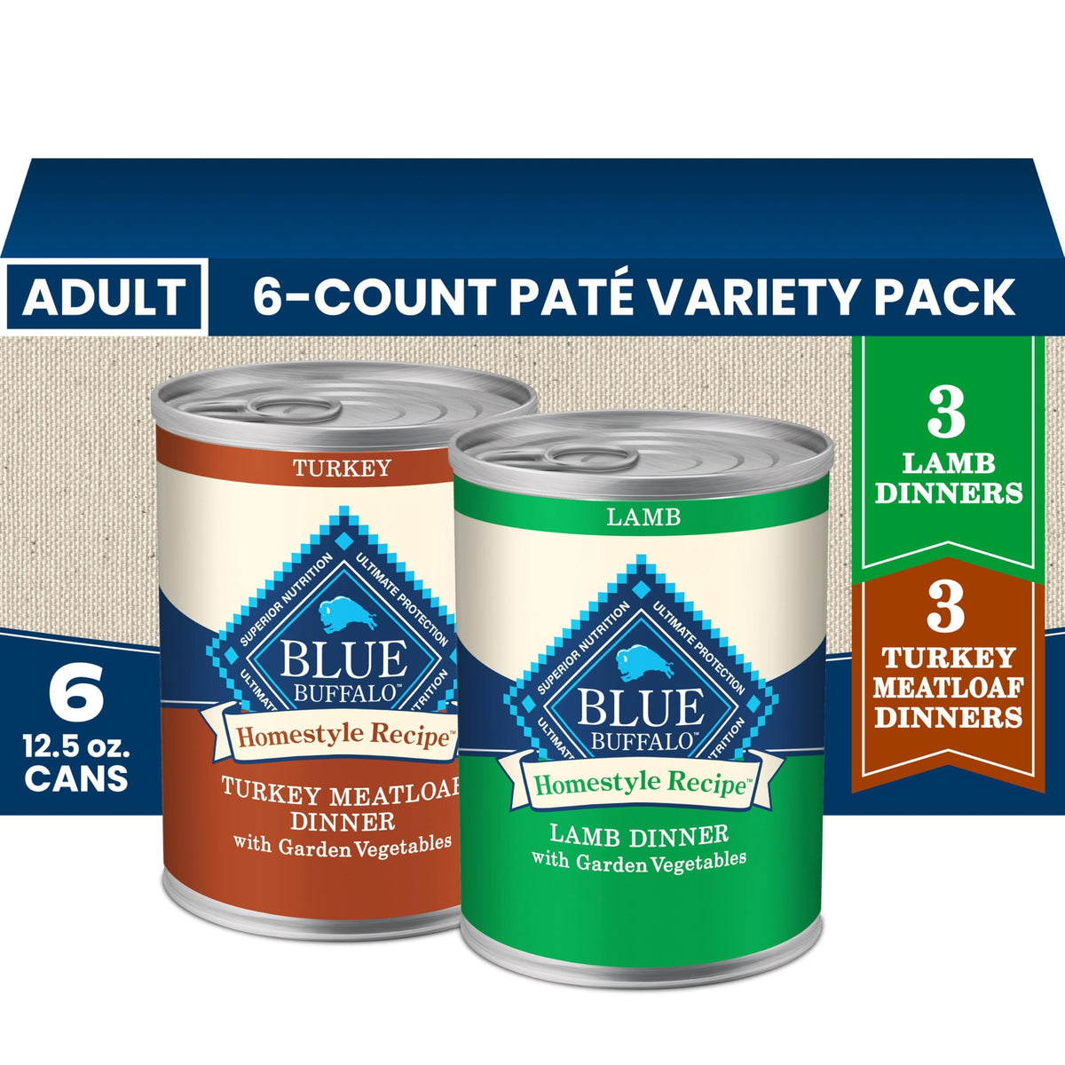 Blue Buffalo Homestyle Recipe Wet Dog Food Variety Pack, 6 Count
