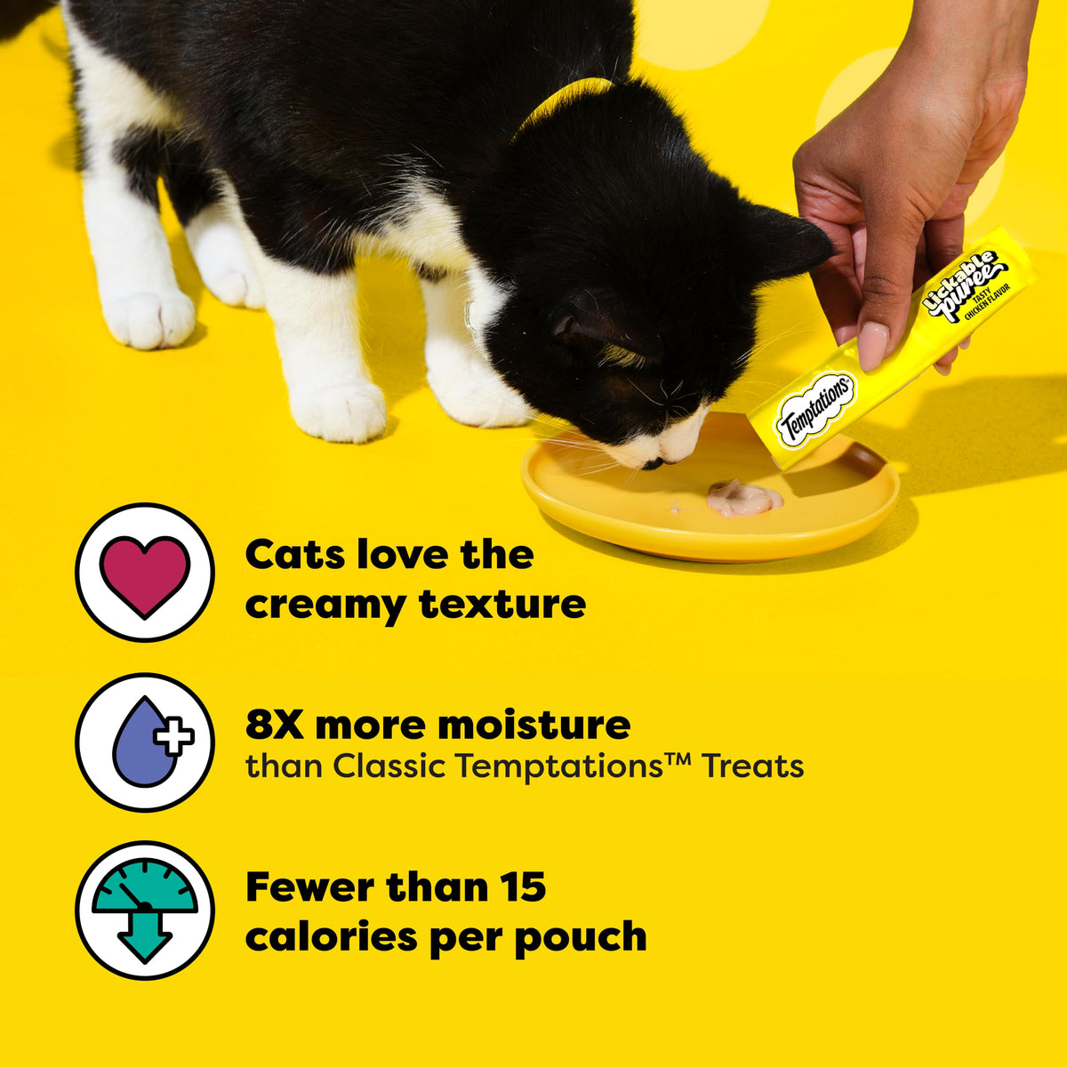 Temptations Creamy Purée Lickable Cat Treats – Seafood Variety, 48 Count