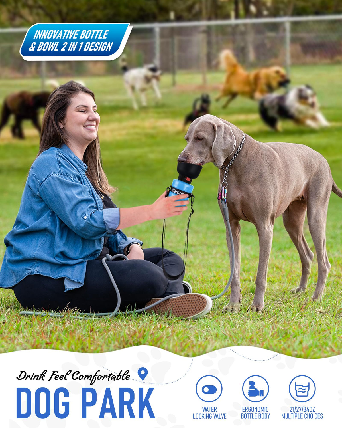 lesotc leak-proof dog water dispenser for hiking