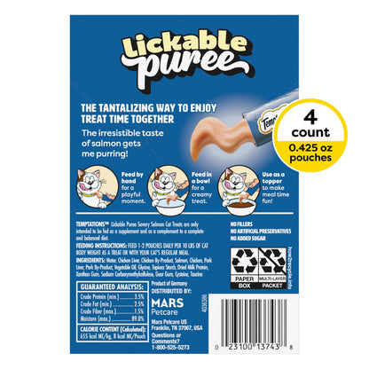 Temptations Creamy Purée Lickable Cat Treats – Seafood Variety, 48 Count