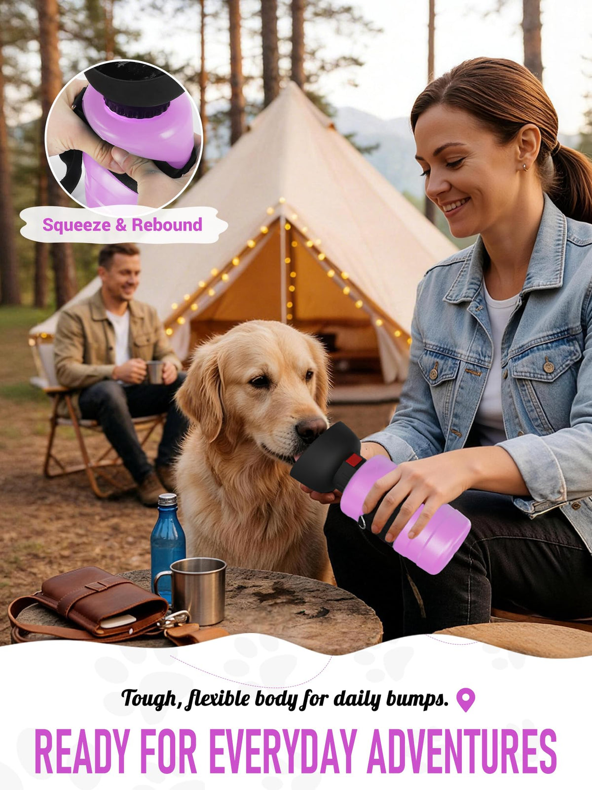 lesotc leak-proof dog water dispenser for hiking