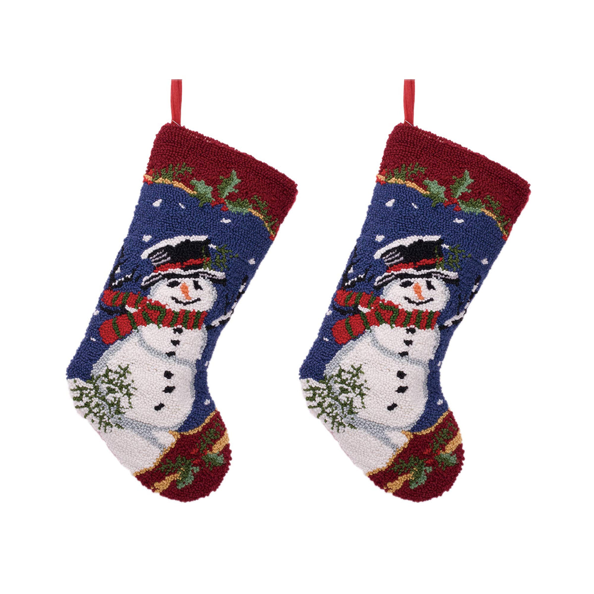 Glitzhome LED Christmas Stockings – 21" Embroidered Linen Stockings, 2-Pack