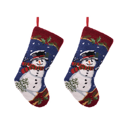 Glitzhome LED Christmas Stockings – 21" Embroidered Linen Stockings, 2-Pack